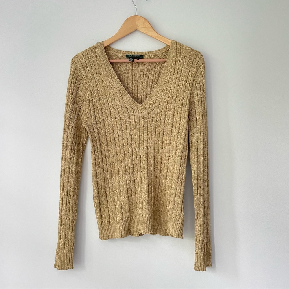 Gold Ralph Lauren V-Neck Sweater